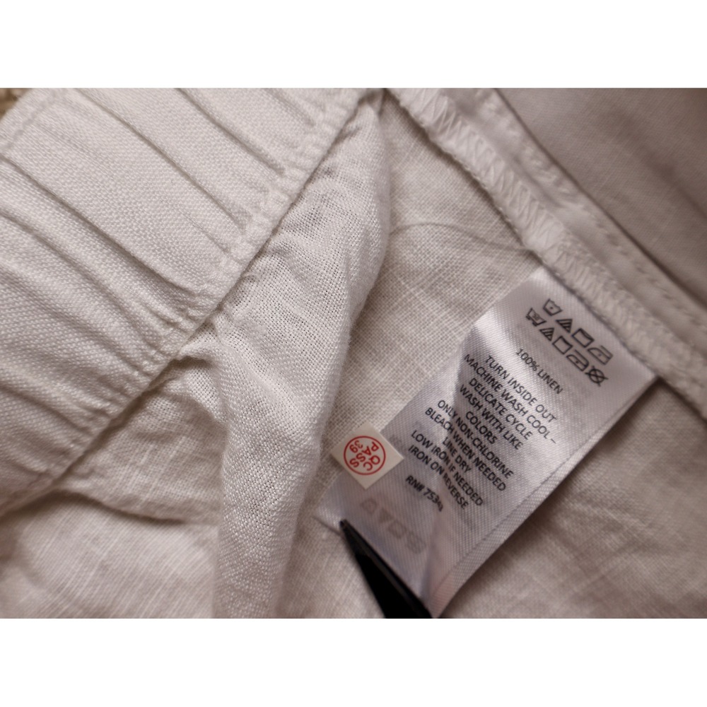 TAHARI Women's White 100 % Linen Pull On Elastic Waist Drawstring Shorts Plus 3X - Picture 2 of 9